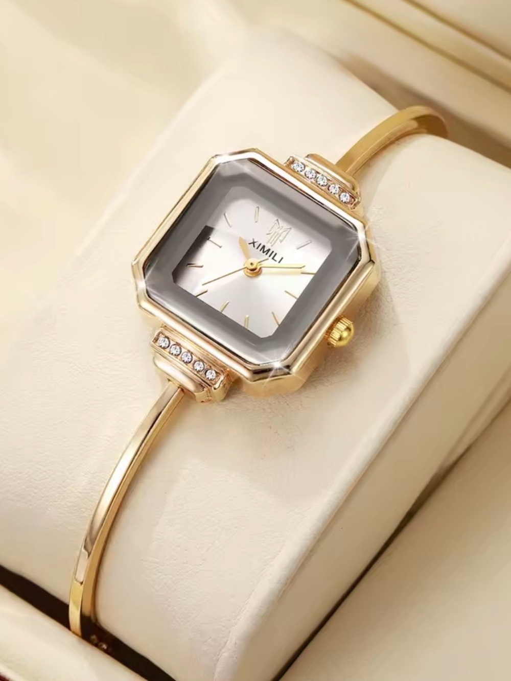 New Gold-Tone Women's Crystal Accent Bangle Watch - Gold